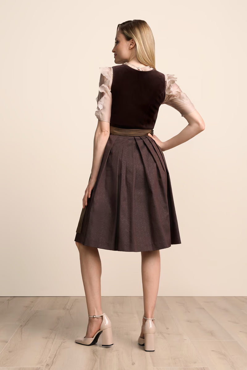 Kruger Odile Midi Dirndl, Brown — 60cm 2pc Set