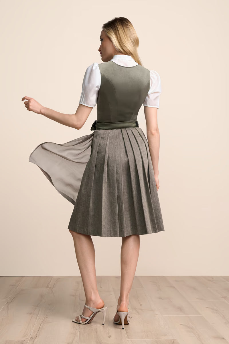 Kruger Avara Midi Dirndl, Olive — 60cm 2pc Set