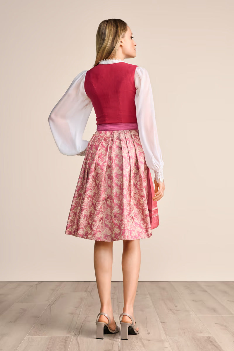 Kruger Midi Dirndl 2pcs. 60cm "Flaminia" red (sizes 40)