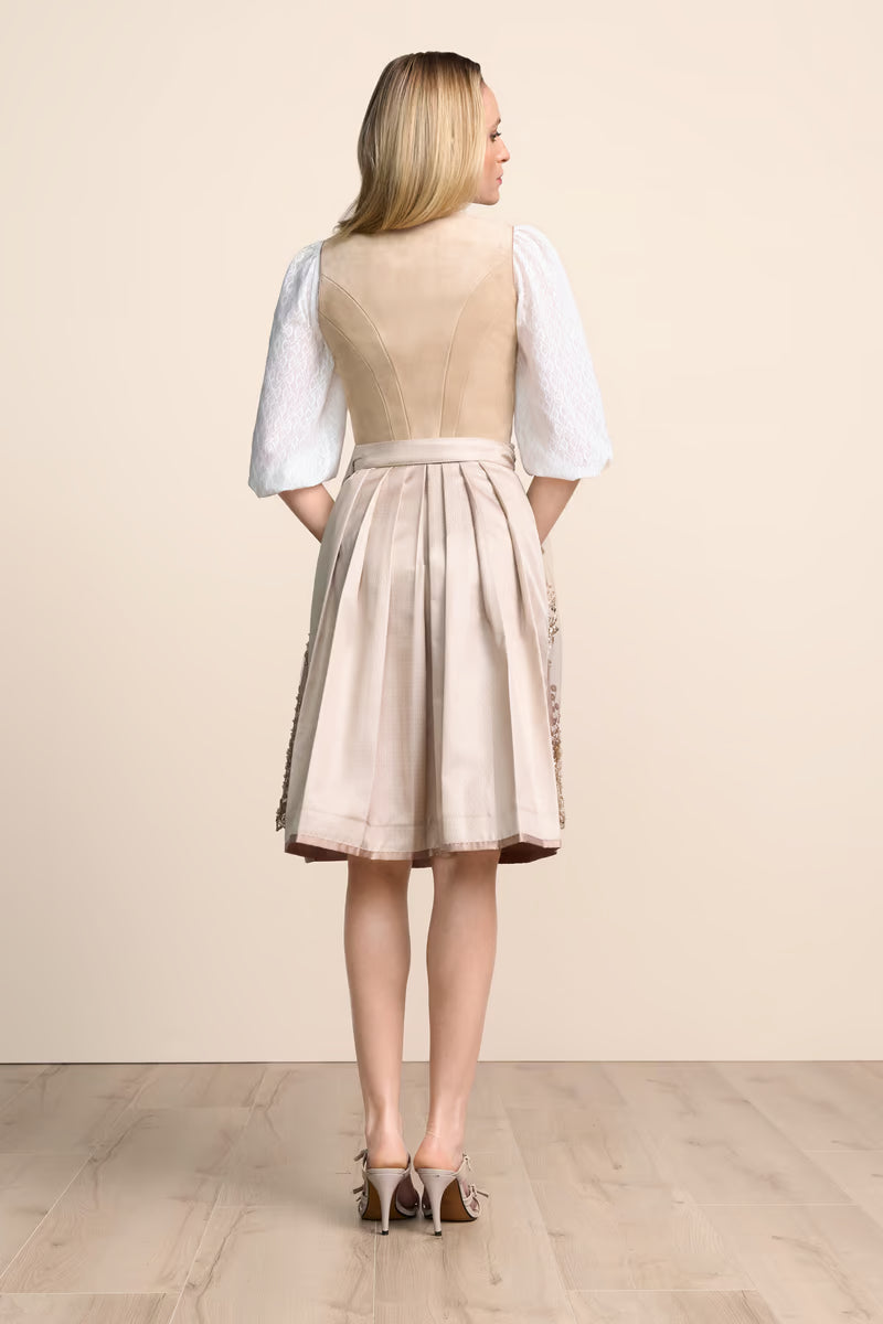 Kruger Midi Dirndl 2pcs. 60cm "Lysandra" biege