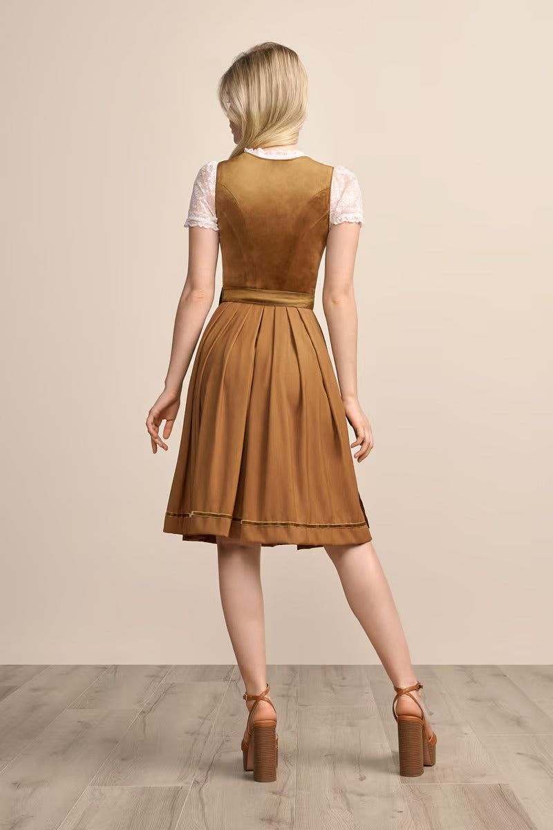 Kruger Midi Dirndl 2pcs. 60cm "Suzanne" brown (36)