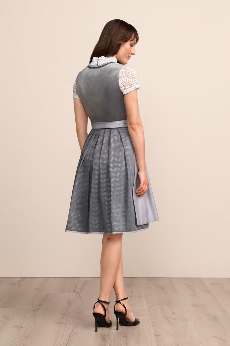 Kruger Midi Dirndl 2pcs. 60cm "Milda" gray (size 34)