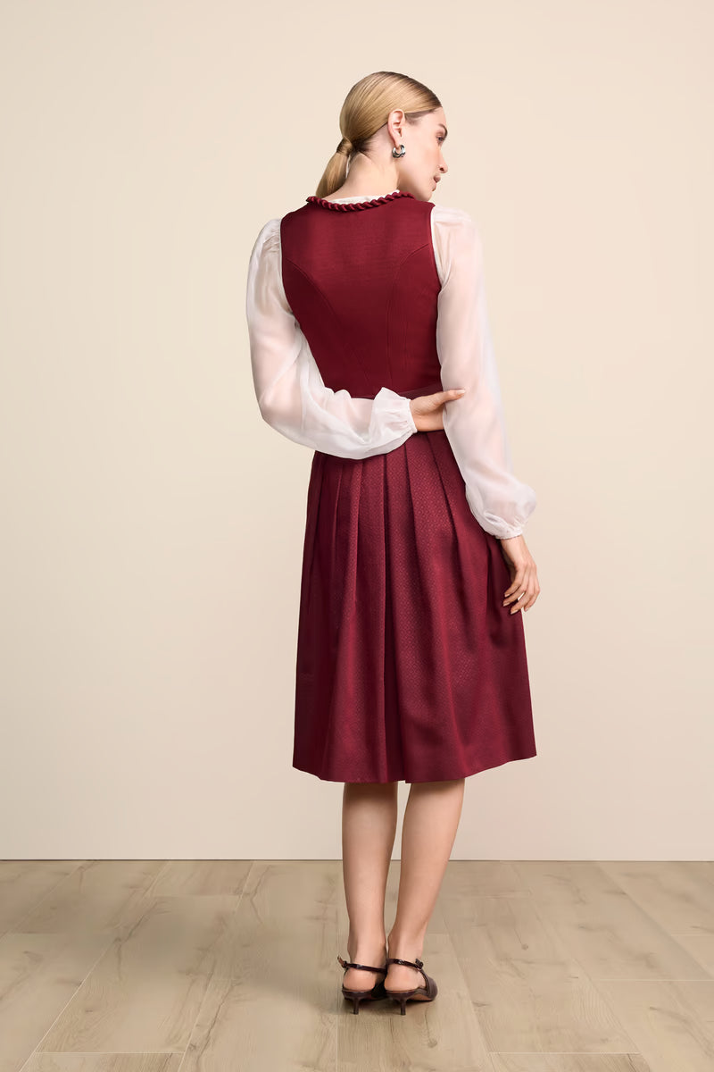 Krüger Gaetana Long Dirndl, Red — 70cm 2pc Set