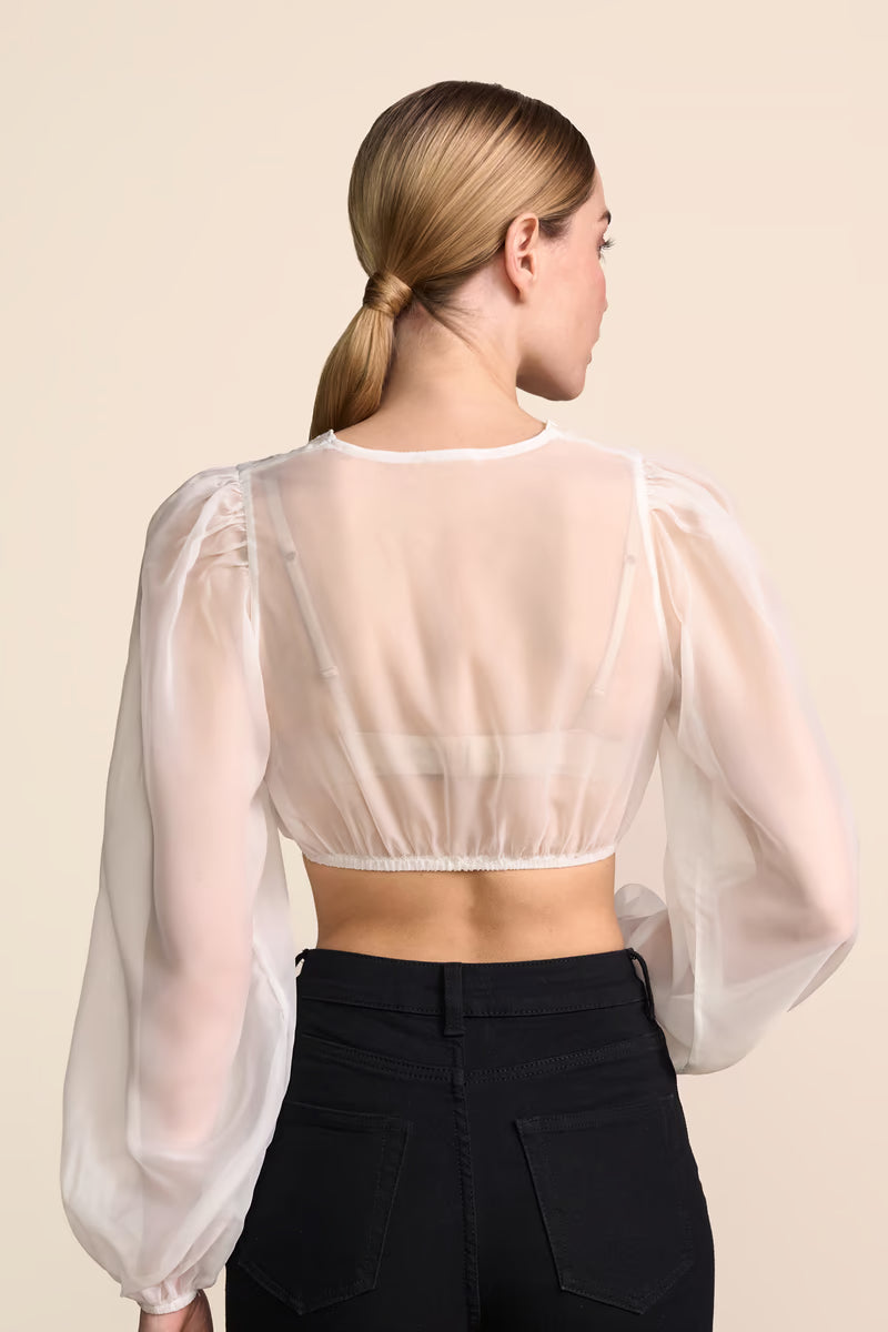Krüger 'Ireen' V-Neck Dirndl Blouse — Ecru