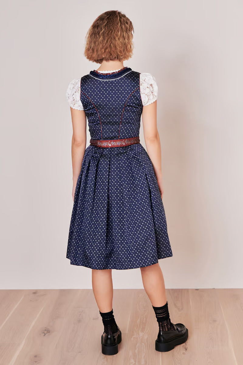 Kruger Midi Dirndl 2pcs. 60cm "Isolde" blue (size 36)