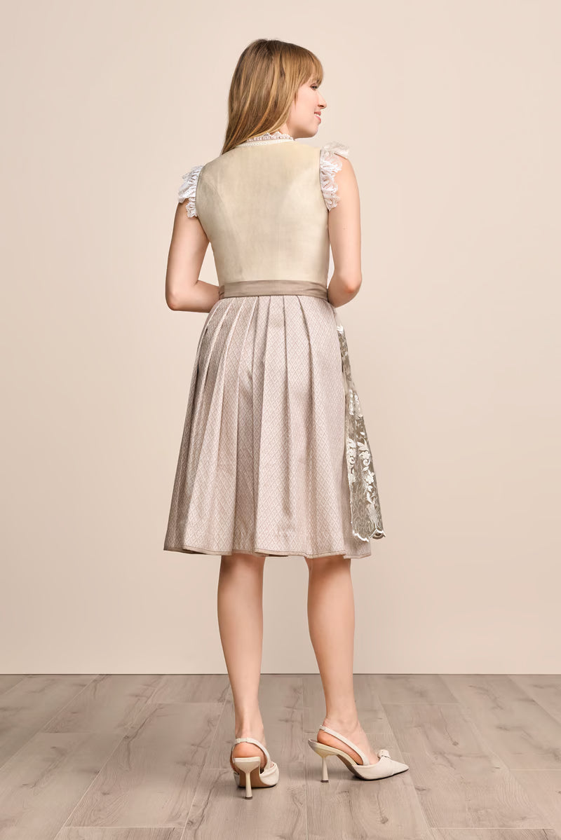 Kruger Midi Dirndl 2pcs. 60cm "Auri" beige