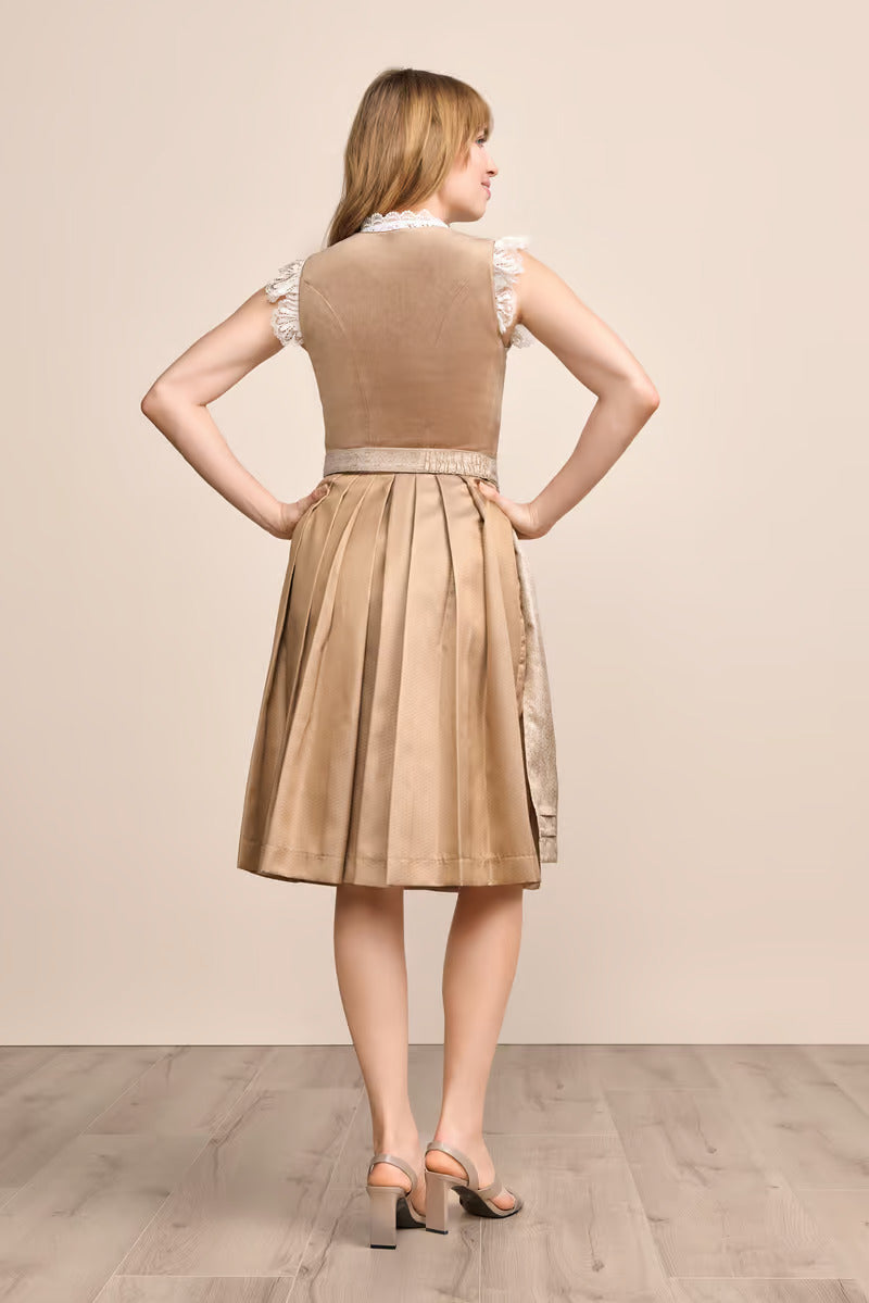 Kruger Midi Dirndl 2pcs. 60cm "Aurela" biege
