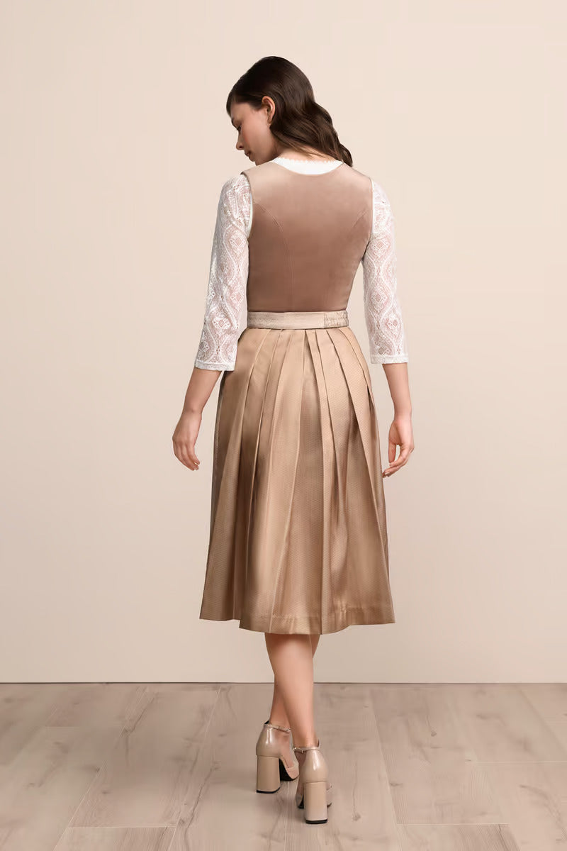 Kruger Long Dirndl 2pcs. 70cm "Aurela" biege