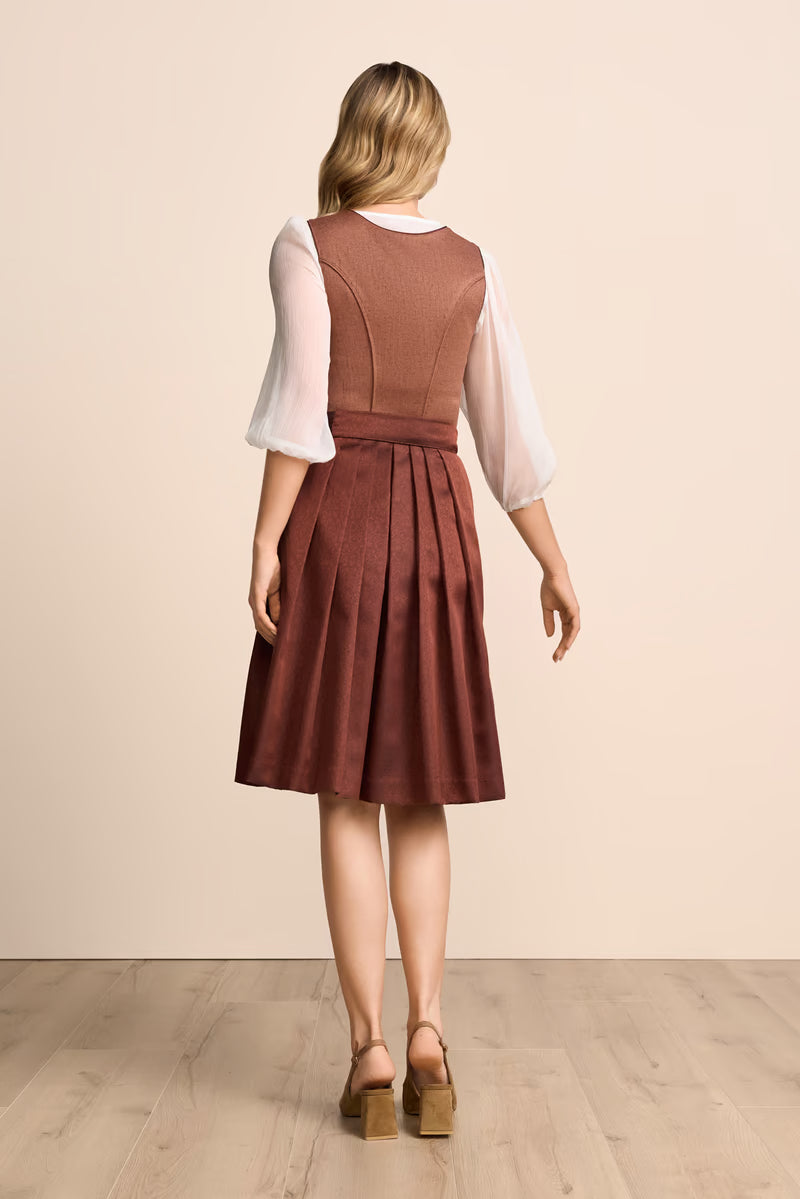Krüger Orina Midi Dirndl, Brown — 60cm 2pc Set