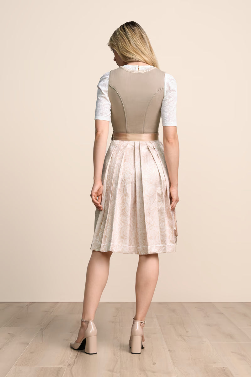 Kruger Midi Dirndl 2pc 60cm "Vivianna" brown (size 40)