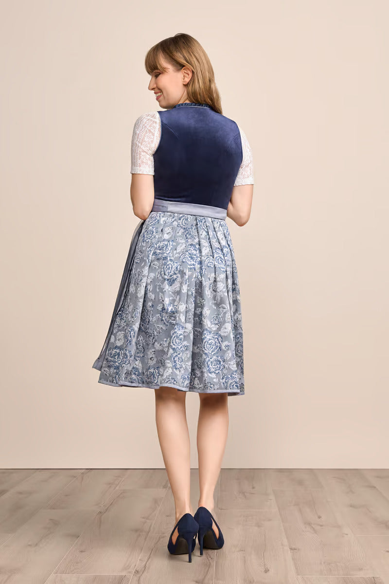 Kruger Midi Dirndl 2pcs. 60cm "Joelina" blue (38)