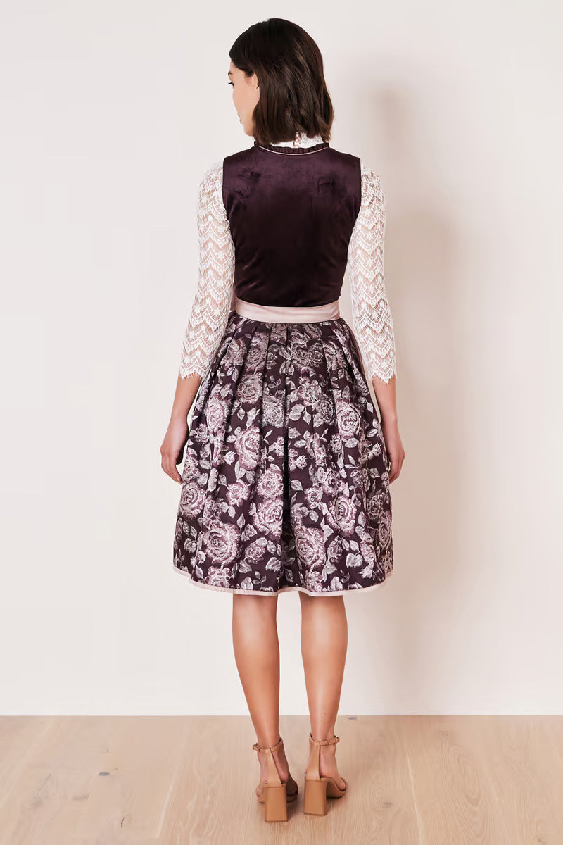 Kruger Midi Dirndl 2pcs. 60cm "Joelina" berry (34,38,40)