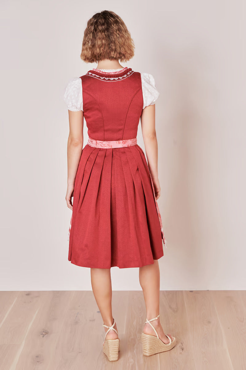 Kruger Midi Dirndl 2pcs. 60cm "Ulrika" red (40,42)