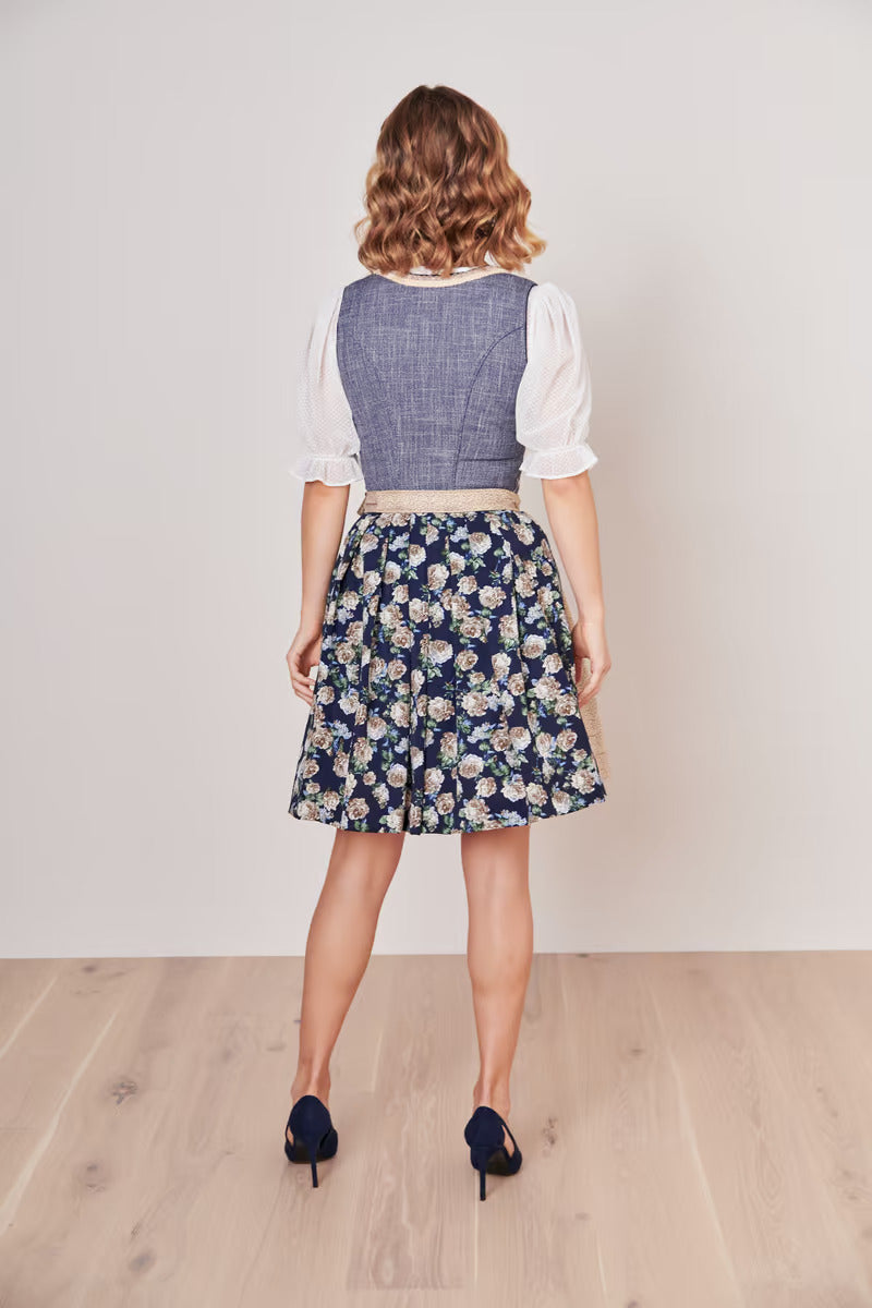 Kruger Mini Dirndl 2pcs. 50cm "Justine" blue (36)