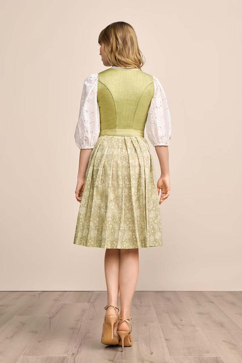 Kruger Midi Dirndl 2pcs. 60cm "Lemonie" green (size 34)