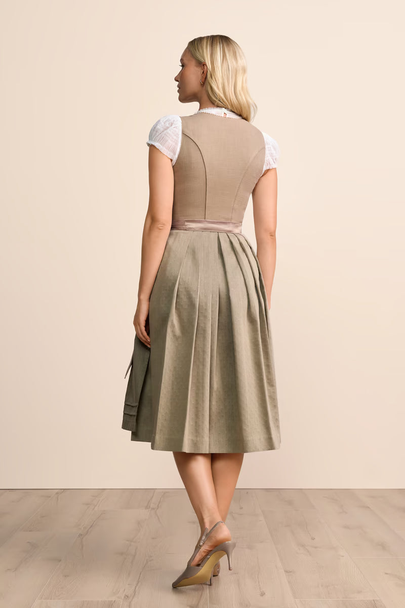 Kruger Thaline Long Dirndl, Beige — 70cm 2pc Set