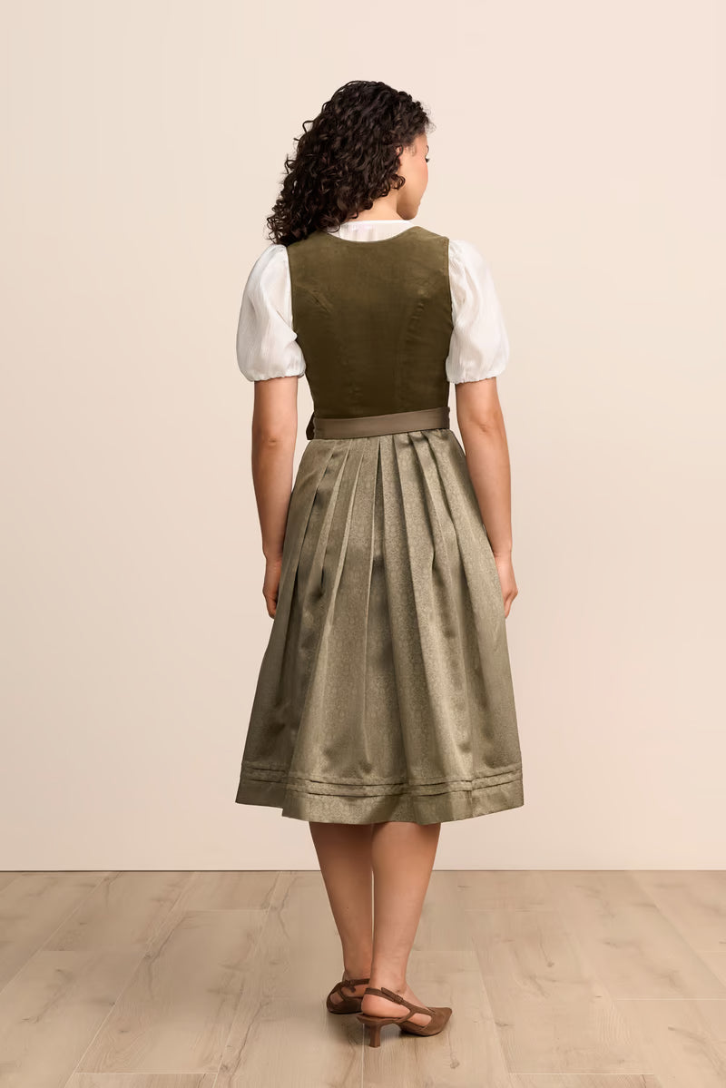 Krüger Solene Long Dirndl, Olive — 70cm 2pc Set