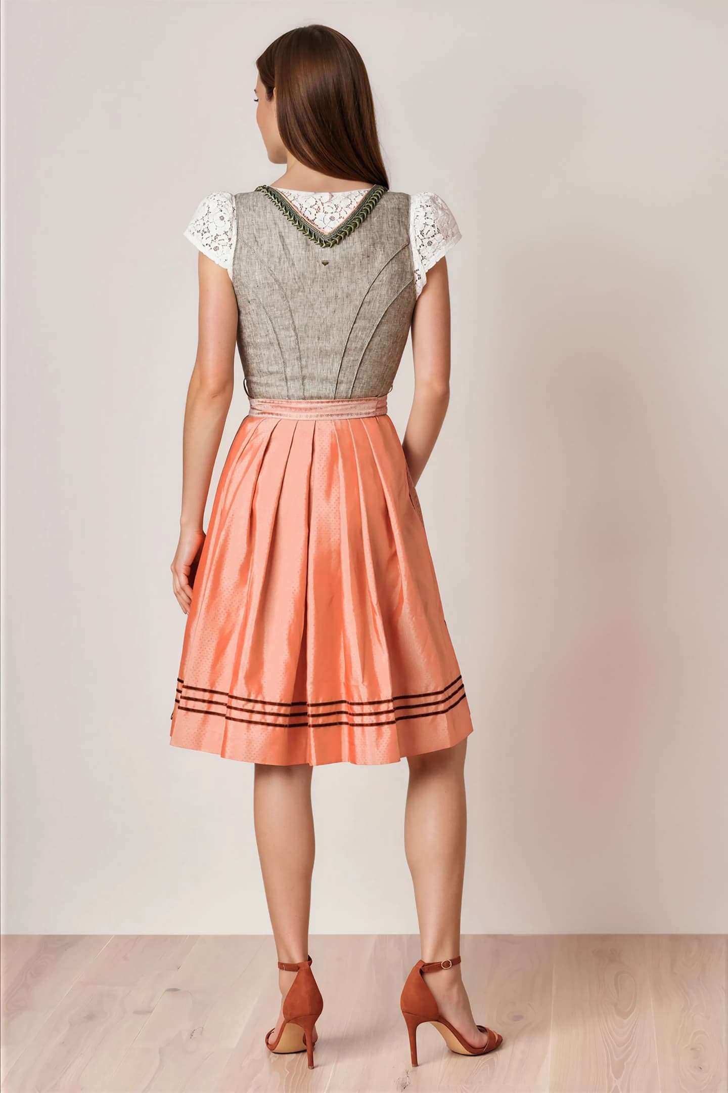 Julia Trentini Amelia Midi Dirndl, Orange — 60cm