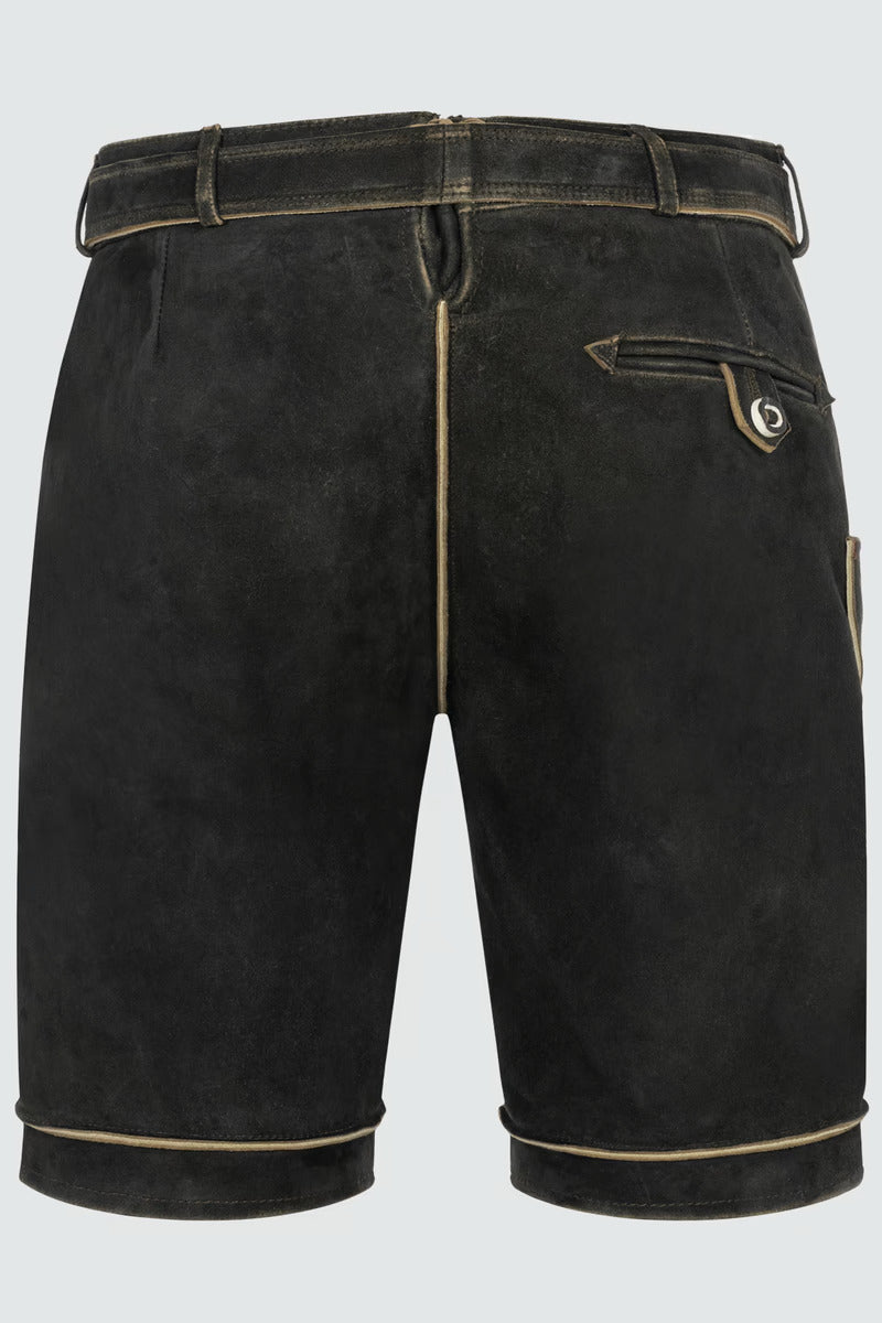 Kruger Men's Lederhosen "Kuno" with belt dark brown