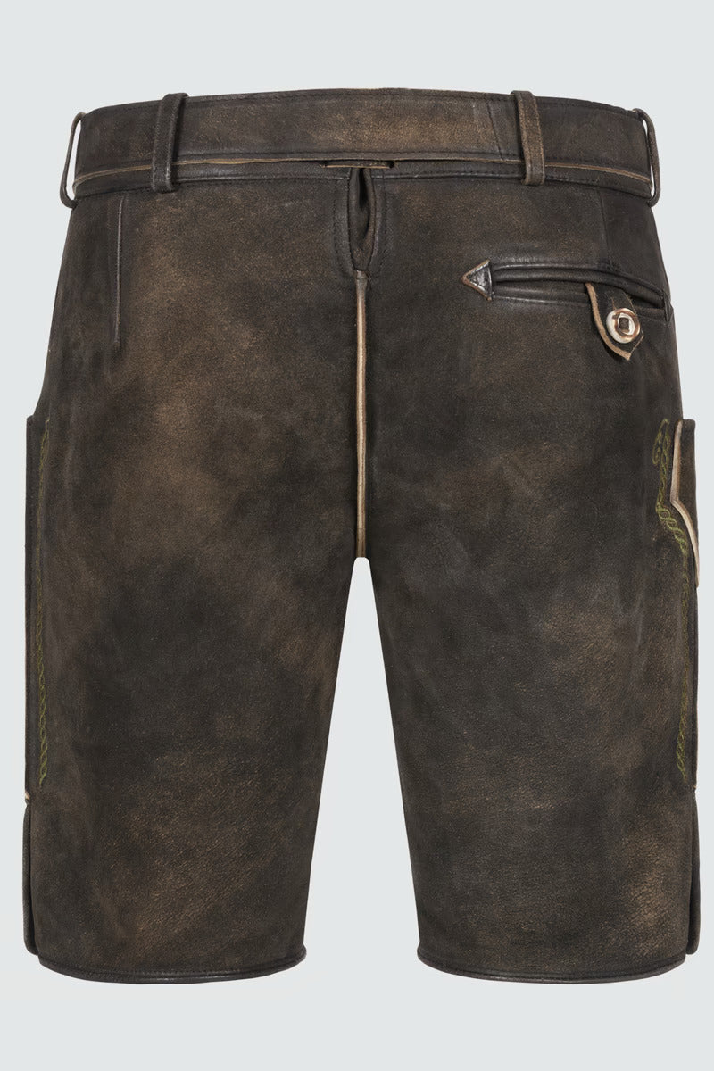 Kruger Men's Lederhosen "Milian" with belt (dark brown)