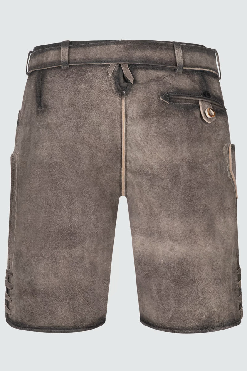 Kruger Men's Lederhosen "Ulli" with belt (grey)