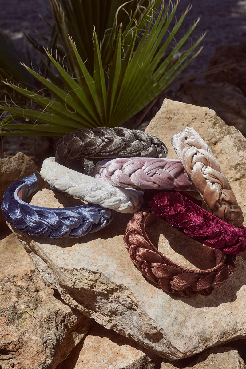 Braided Velvet Headband (blue)