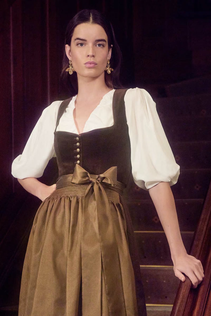 Kruger Midi Dirndl 2pc 60cm "Odile" brown