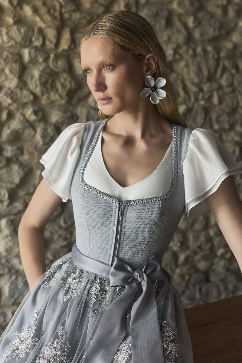 Kruger Midi Dirndl 2pcs. 60cm "Joren" gray