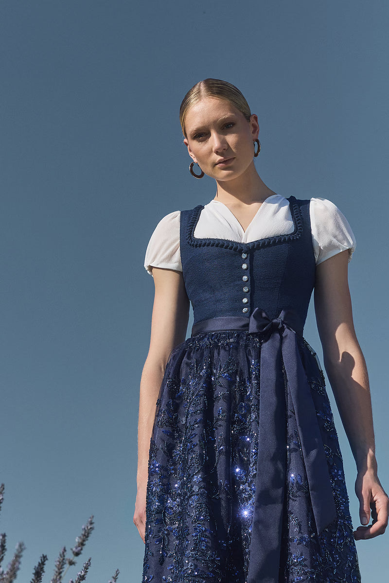 Kruger Midi Dirndl 2pcs. 60cm "Fayana" blue