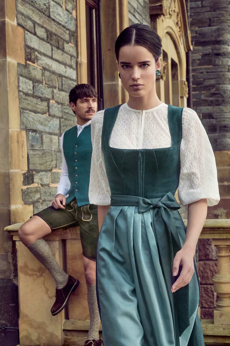 Kruger Long Dirndl 2pcs. 70cm "Lynette" blue
