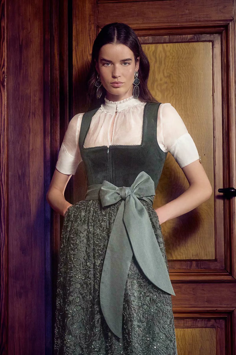 Kruger Elira Long Dirndl, Green — 70cm 2pc Set
