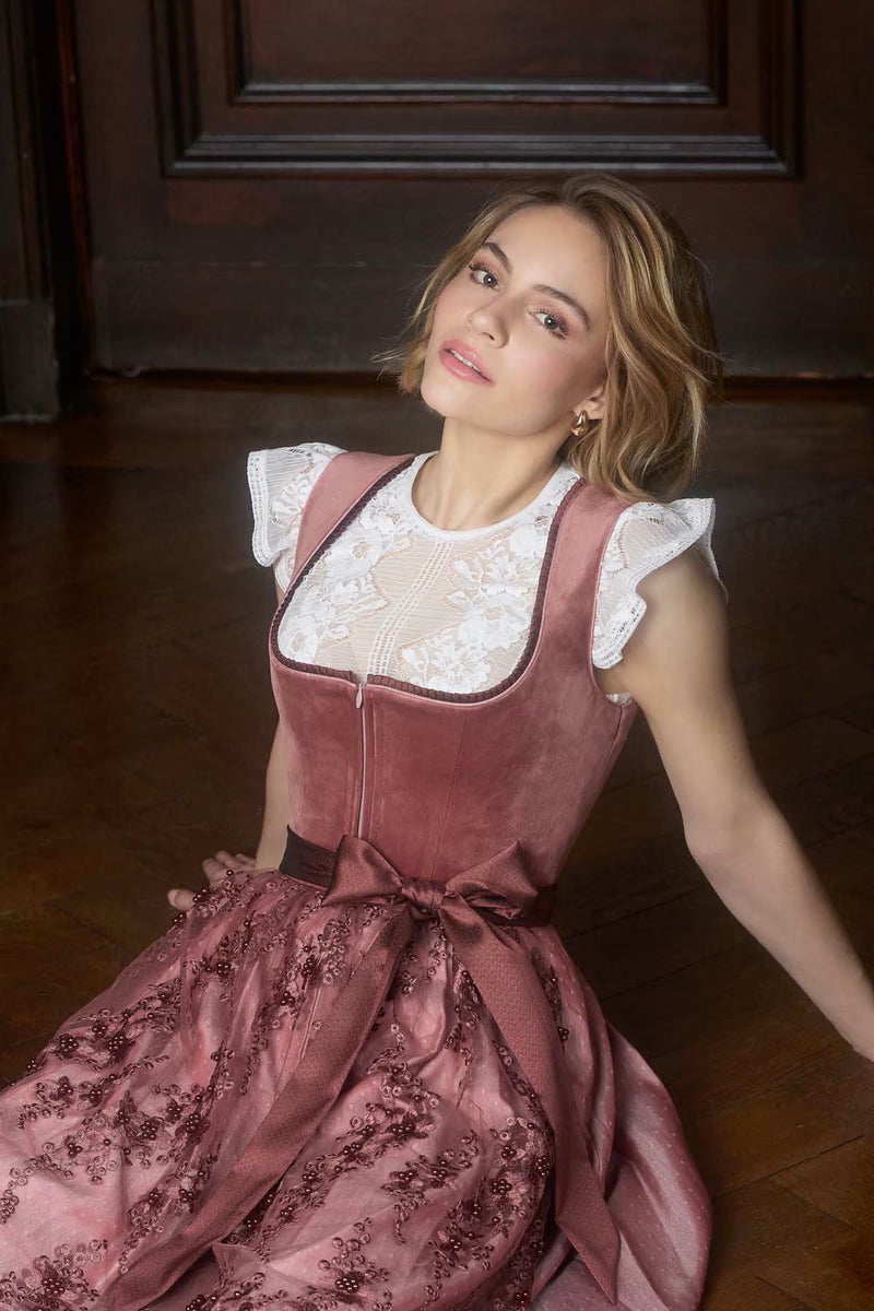 Kruger Midi Dirndl 2pcs. 60cm "Kaelyn" red