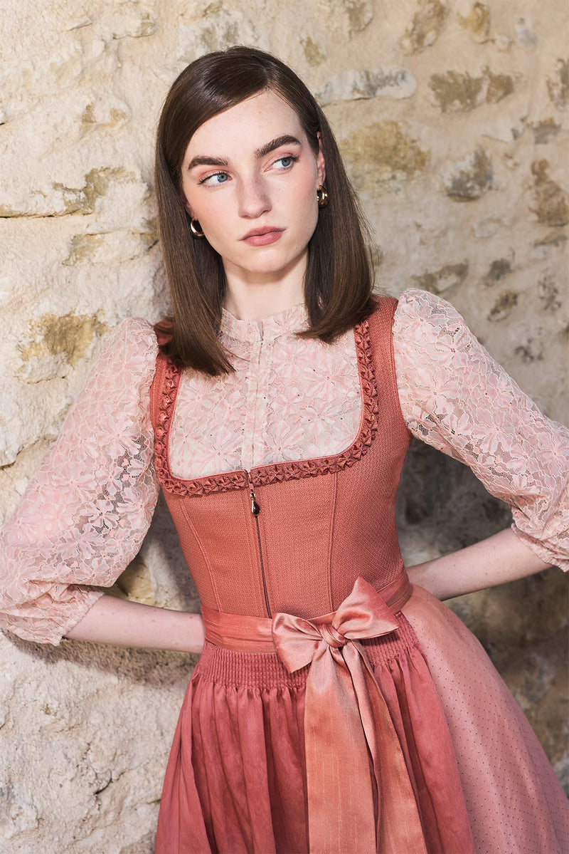 Kruger Aeloria Long Dirndl, Orange — 70cm 2pc Set