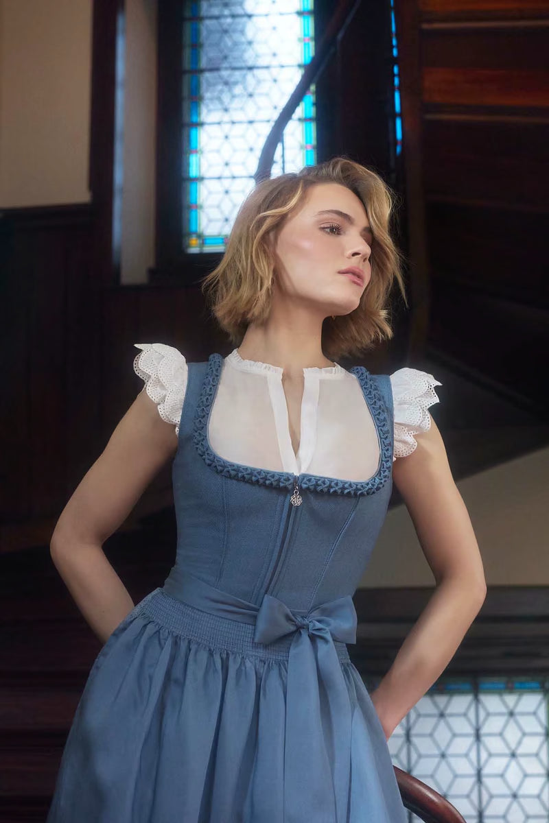 Kruger Mini Dirndl 2pc 50cm "Jocelyn" blue (38,42,44)