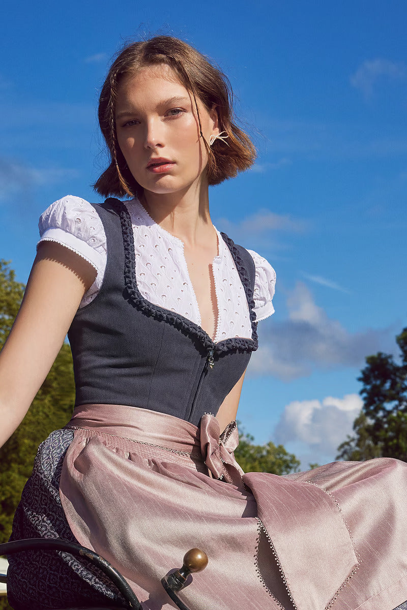 Kruger Mini Dirndl 2pcs. 50cm "Jalisa" anthracite (34,36,38,40)