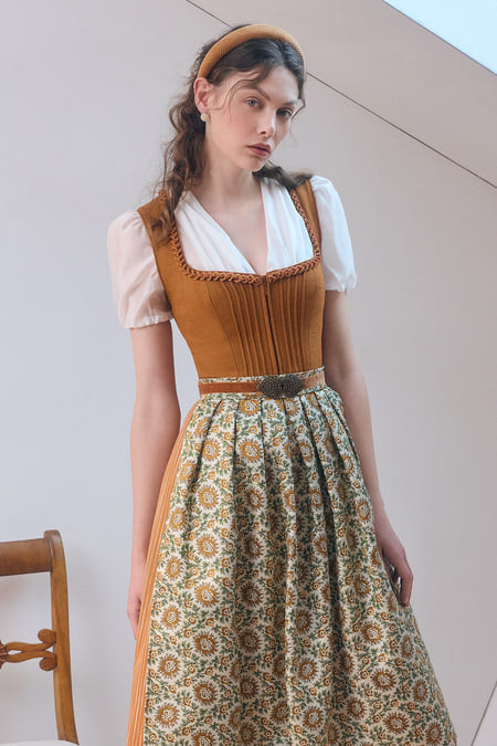 Julia Trentini Azura Dirndl, Orange — 70cm Long – CA Dirndl Haus