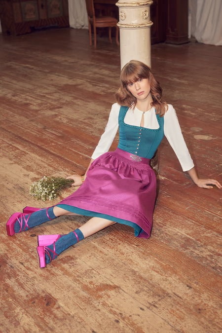 Julia Trentini Midi Dirndl 2pcs. 60cm "Dorea" green (size 38,40)