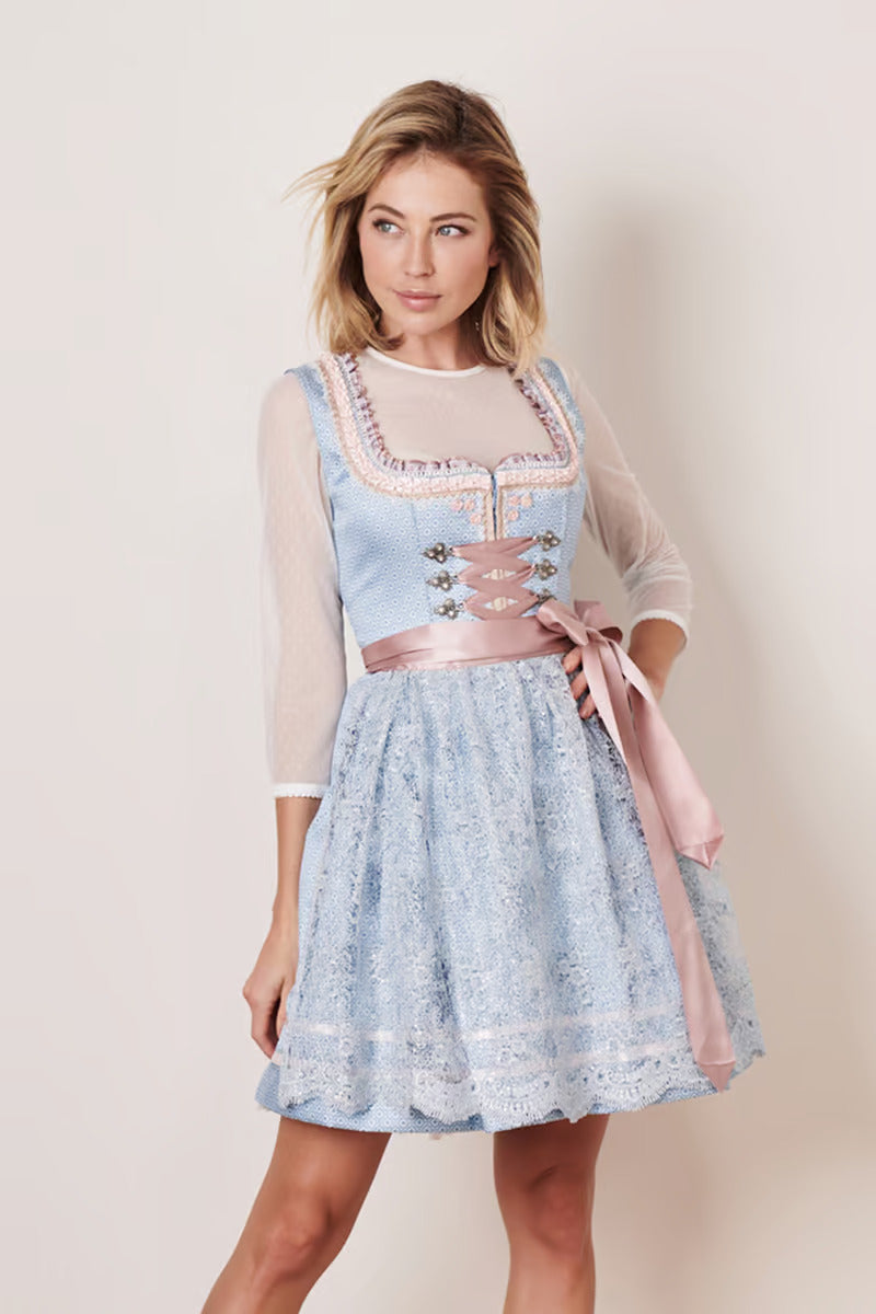 Kruger Mini Dirndl 2pcs. 50cm "Romi" light blue (38)