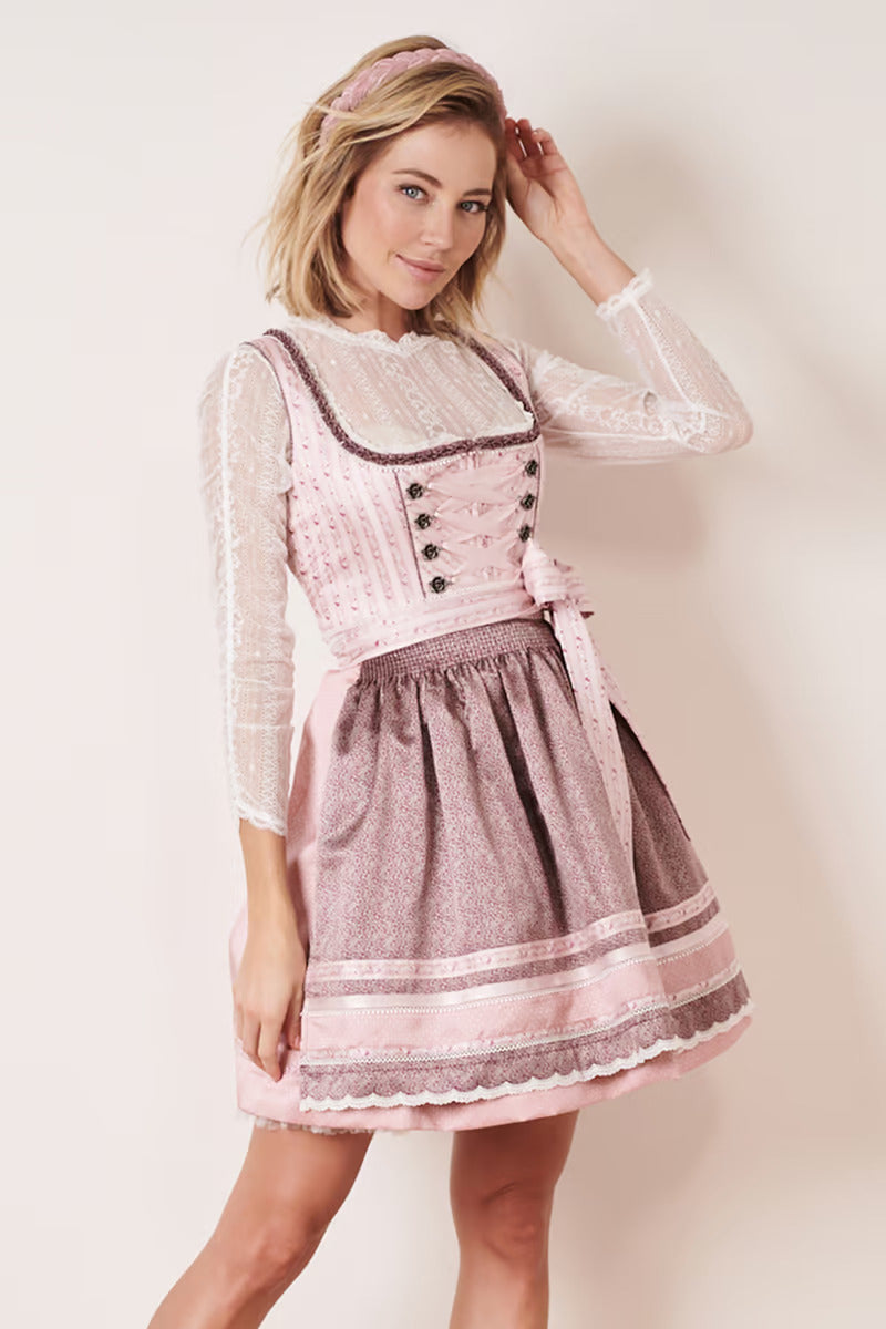 Kruger Mini Dirndl 2pcs. 50cm "Leandra" Pink (42)