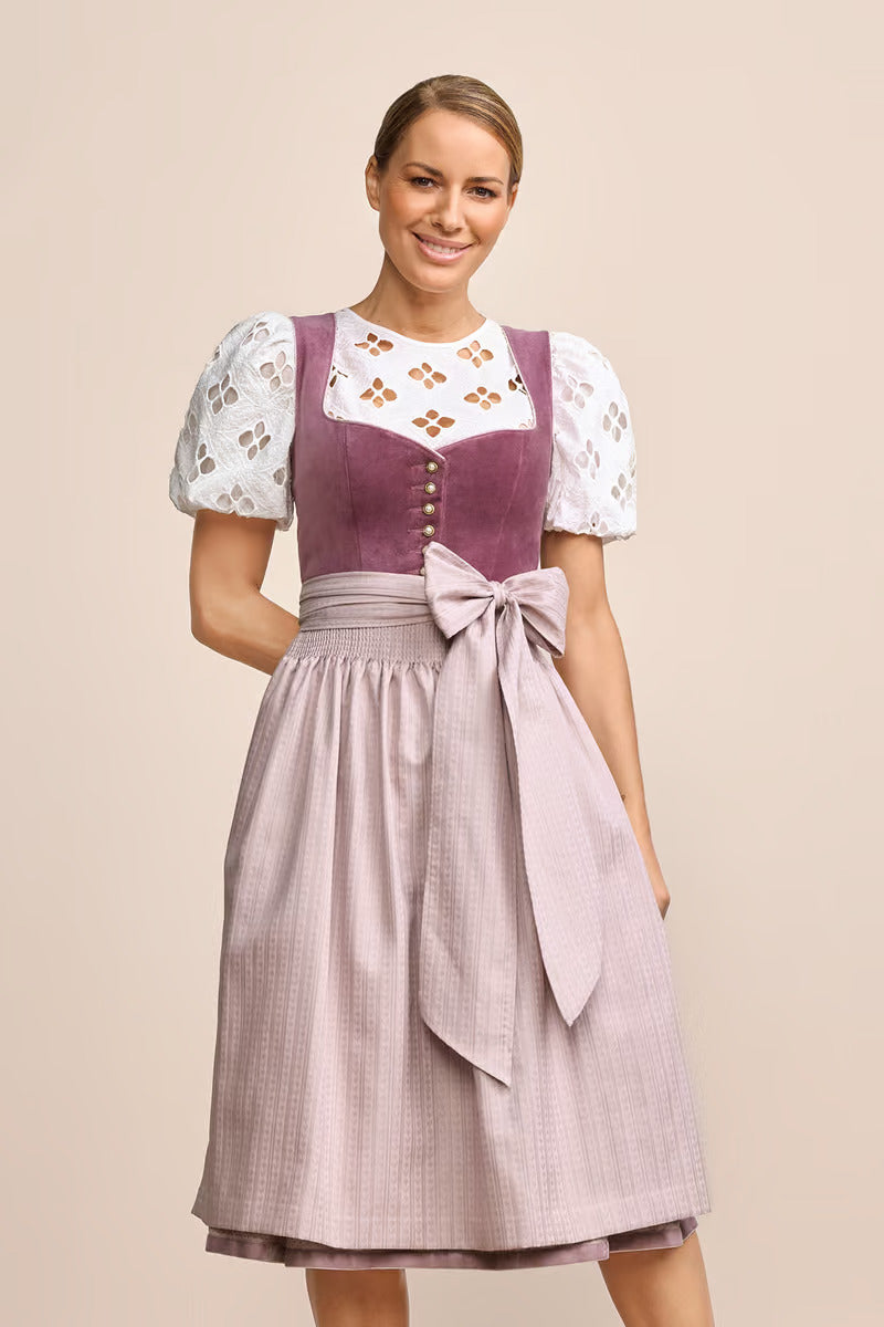Long Dirndl 2pcs. 70cm "Dinah" purple (Sizes 40,42)
