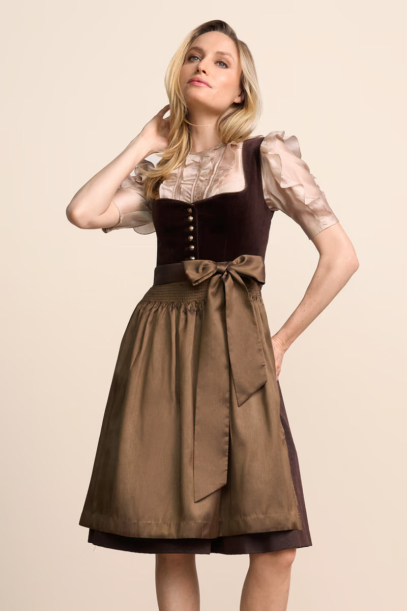 Kruger Odile Midi Dirndl, Brown — 60cm 2pc Set