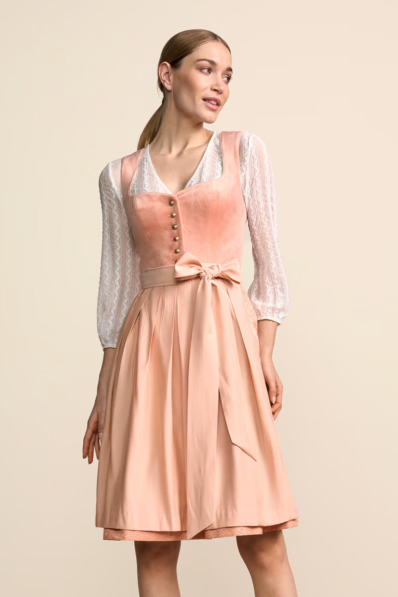 Kruger Midi Dirndl 2pcs. 60cm "Aliona" peach