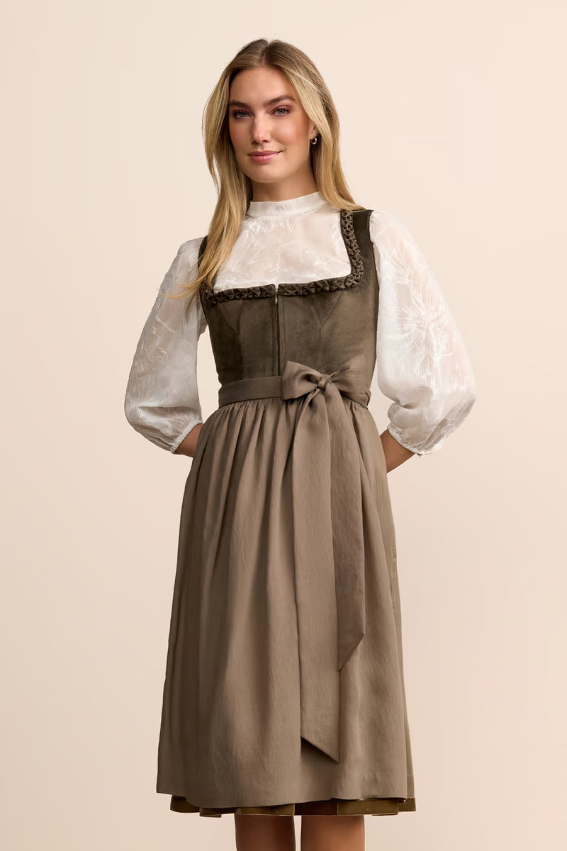 Kruger Elle Long Dirndl, Olive — 70cm 2pc Set
