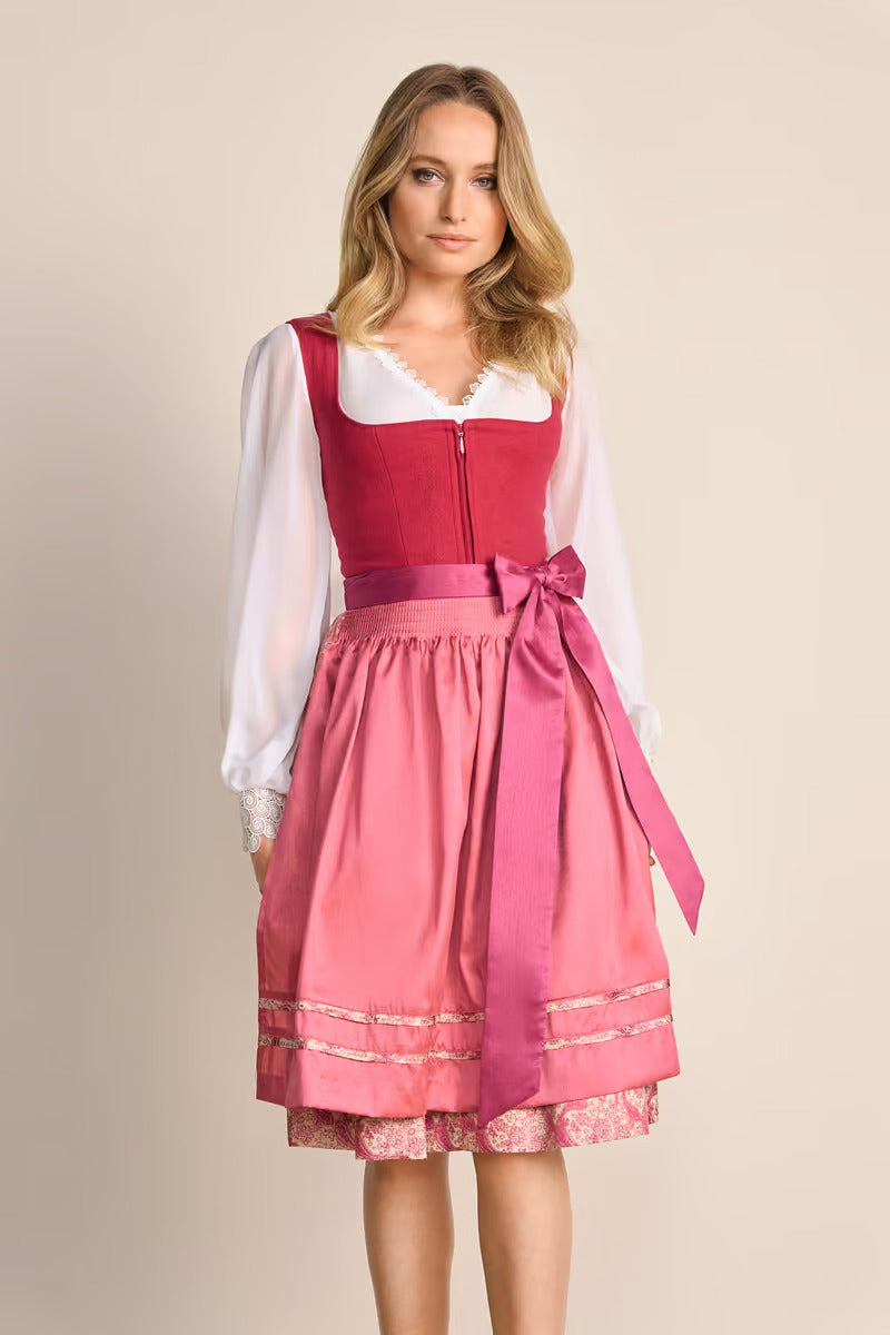 Kruger Midi Dirndl 2pcs. 60cm "Flaminia" red (36,40,42)