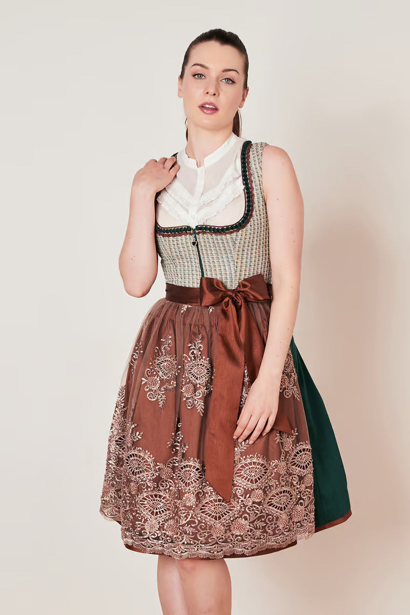Kruger Midi Dirndl 2pcs. 60 cm "ASTERIA" green (low stock) 46