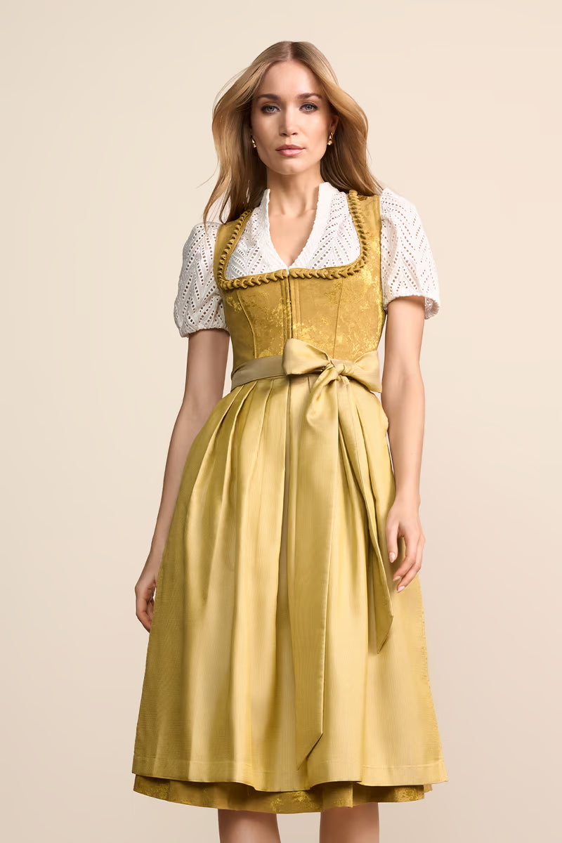 Kruger Long Dirndl 2pcs. 70cm "Calyssia" yellow