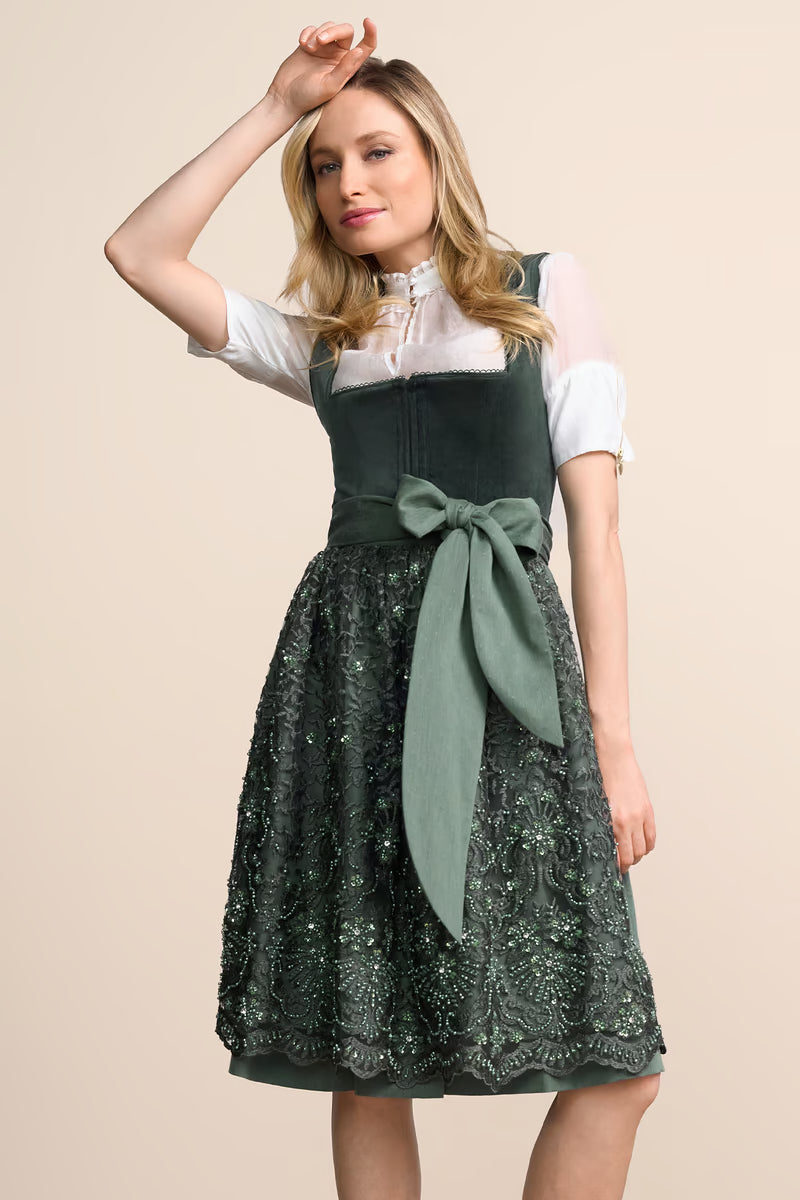 Kruger midi Dirndl 2pcs. 60cm "Elira" green