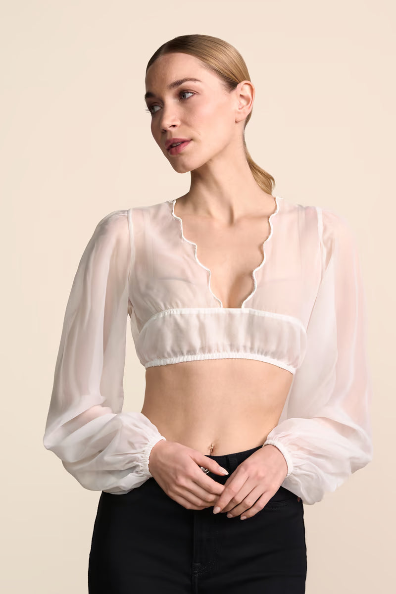 Krüger 'Ireen' V-Neck Dirndl Blouse — Ecru