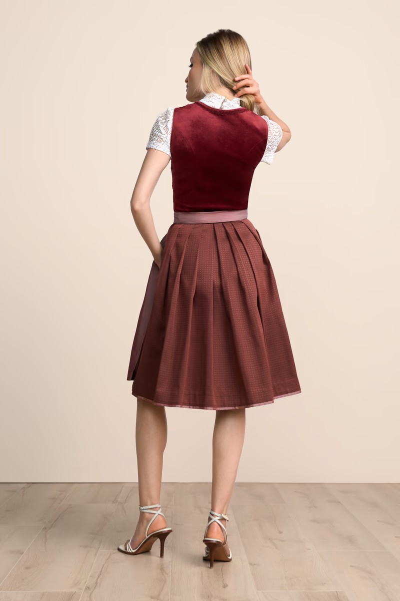 Kruger Midi Dirndl 2pcs. 60cm "Milda" red (40)