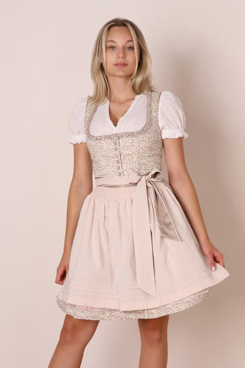Kruger Midi Dirndl 2pcs. 60cm "Darja" Beige (42)